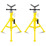 Garvee Heavy Duty Pipe Jack Stand Set, 2PCS, 2500LB Capacity - Adjustable Height 28-52 Inch - Carbon Steel V-Head - Portable Collapsible Legs - Fits 1/8"-12" Pipes - Ideal for Electrical Conduit Support - Yellow