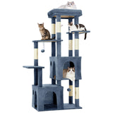 Garvee 61" Multi-Level Cat Tree for Indoor Cats, Heavy-Duty Tower for Large Adult & Maine Coon Cats with Oversized Perch, Dual Condos, Natural Sisal Scratching Posts & Play Toys – Light Blue - Light Blue