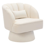 Garvee Swivel Barrel Accent Chair – Mid-Century Modern Corduroy Armchair with Striped Backrest, Soft Cushion – Comfy Round Lounge Chair for Living Room, Bedroom, Vanity – Corduroy | Beige - Beige