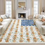 Garvee 8' × 10' 4th of July Patriotic Floral Rug, Blue Rust Ivory American Flag Washable Area Rug - Blue Rust Ivory
