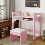 Garvee Kids Study Desk and Chair Set with Drawers and Pen Holder, Height Adjustable for Boys and Girl Ages 3-10, Pink - Pink