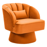Garvee 360° Swivel Barrel Accent Chair, Modern Soft Round Lounge Armchair with Striped Backrest and Cozy Padding, Comfy Seating for Living Room, Bedroom, Reading Nook, Orange - Orange