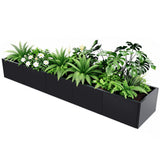 Garvee 68" x 12" x 18" Raised Garden Bed with Base, Modern Black Steel Planter Box, Bottomless Design for Drainage, Removable Dividers, Weather-Resistant Outdoor Garden Bed, Easy Assembly - 