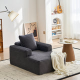 Garvee Comfy Corduroy Cloud Mini Chaise Lounge Chair – Deep Seat & Armrests – No Assembly Sleeper Sofa – Cozy for Living Room, Bedroom, Reading Corner – 45 Inch – Indoor – Color: Gray - 45"/Gray