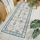 Garvee 2x6 Washable Runner Rug – Vintage Floral Non-Slip Low Pile Carpet, Soft Botanical Hallway Rug for Entryway, Kitchen & Bedroom, Beige - Beige