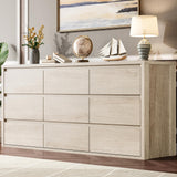 Garvee 9 Drawer Dresser for Bedroom, Wide Modern Chest of Drawers, Large Wood Dresser Wooden Storage Organizer for Living Room, Hallway Entryway, Oak - Oak