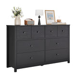 Garvee Modern 8 Drawer Bedside Table – Spacious Wooden Storage Chest for Bedroom or Home Office – Elegant Design – Large Capacity – Black Oak Color - Black