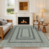 Garvee Washable Area Rugs 8x10 Geometric Living Room Rug Soft Non Slip Bordered Rugs for Bedroom Nursery Large Indoor Modern Stain Resistant Under Table Carpet for Dining Room Office, Green - Green