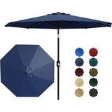 Garvee 9' Patio Table Umbrella, Crank Lift & Push Button Tilt, UV-Resistant Vented Market Umbrella with 8 Iron Ribs for Pool, Deck, Yard & Garden, Navy Blue