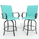 Garvee Set of 2 All-Weather 360° Swivel Patio Bar Stools, Breathable Textilene Outdoor High Chairs for Garden and Deck, Aqua Blue - Aqua Blue