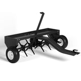 Garvee 48" Tow Behind Lawn Plug Aerator with Steel Tines, Adjustable Weight Tray, Universal Hitch and Inflatable Wheels - Black -1