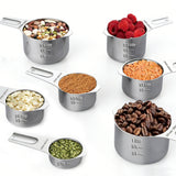 Garvee Superior 7-Piece 304 Stainless Steel Measuring Cup Set – Flat Design – Clear US & Metric Markings – Rust-Proof & Dishwasher Safe – Basic for Cooking and Baking – Silver