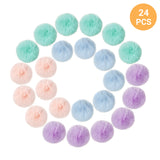 Garvee 24pcs Faux Rabbit Fur Pom Poms - Craft Pom Poms, Knitting Accessories, Taro Purple, Bright Blue, Lotus Root Powder, Mint Green - Multi Color