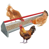 Garvee Large Capacity Galvanized Steel Poultry Feeder Trough – Heavy Duty Metal Construction with Crossbar & Drainage Holes, Easy to Clean, Weatherproof for Chickens, Ducks, Geese, Turkeys, Rabbits, Pigeons, Automatic Feed – Red Gauge (RAL2002)