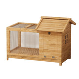 Garvee Large Outdoor Rabbit Hutch, Weatherproof 2-Story Bunny Cage with Removable Wire Netting, Wooden Indoor Outdoor Pet House, Waterproof Roof & Pull-Out Tray, Natural - Natural