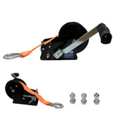 Garvee 3500lbs Heavy Duty Boat Trailer Winch with 33FT Strap, Dual-Speed 4:1/8:1 Gear Ratio & 2-Way Ratchet, Professional Hand Crank Winch for Pulling Boat, Trailer, Truck, RV, ATV, Jet Ski - Orange (Quick-release handle winch)