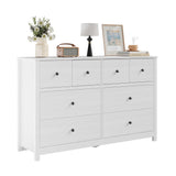 Garvee Modern 8 Drawer Bedside Table – Spacious Wooden Storage Chest for Bedroom or Home Office – Elegant Design – Large Capacity – White - White
