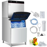 Garvee High-Capacity Commercial Ice Maker – 550LBS/24H Output, 300LBS Storage Bin, Stainless Steel, Water-Cooled, Self-Cleaning, LCD Panel, Freestanding Under Counter, Perfect for Restaurant, Bar, Café, Business Use, Color: System Default