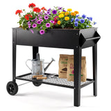Garvee 40" x 32" x 15.3" Black Raised Garden Bed with Wheels & Storage Shelf, 400 lb Capacity Anti-Rust Steel Elevated Planter Box with Drainage Holes for Vegetables, Herbs, Flowers, Patio, Balcony & Backyard - Black