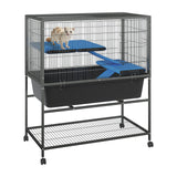 Garvee Ferret Cage, 40.4" h Large Ferret Nation Cage with 3 Removable Platforms, Deep Tray, Storage Shelf, Metal Small Animal Cages on Wheels for Sugar Glider, Guinea Pigs, Chinchillas, Rabbit