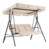 Garvee 3-Seat Outdoor Swing Chair – Heavy-Duty Steel Frame, Adjustable Waterproof Canopy, Thick Cushions, Comfortable Patio Glider Bench for Garden, Backyard, or Lawn, Khaki-z1 - Pure Brown