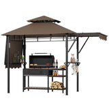 Garvee Durable Canopy Shelter for Outdoor Patio – Grill Gazebo for Patio BBQ, Sturdy Backyard Sun Protection, Simple Setup, Coffee - Brown