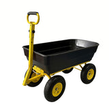 Garvee 1200 Lbs Garden Dump Cart, Heavy Duty Outdoor Wagon with Quick Release & 10" Flat-Free Wheels for Soil, Plants & Tools – Black & Yellow - Black & Yellow