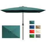 Garvee 10' x 6.5' Rectangular Patio Umbrella – Durable 6-Rib Outdoor Market Parasol with Crank & Push Button Tilt, UV Sun Protection, Ideal for Garden, Deck, Lawn, Pool – Turquoise Blue - Turquoise