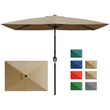 Garvee 10' x 6.5' Rectangular Patio Umbrella – Heavy Duty 6-Rib Outdoor Market Parasol with Crank & Push Button Tilt, Sun Protection for Garden, Deck, Lawn, Pool – Tan - Tan