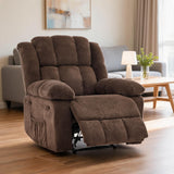 Garvee Oversized Manual Recliner Chair for Adults – Ergonomic Overstuffed Lounge with Wide Seat, Breathable Towel Fabric, Heavy-Duty Steel Frame, Side Pockets – Comfy Living Room, Bedroom, Home Theater Use – Towel fabric | brown - Terry Cloth&Brown