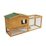 Garvee Spacious 2-Story Wooden Small Animal Cage for Rabbits, Guinea Pigs & Chickens - Weatherproof Hutch with Anti-Chew Metal Frame, Leak-Proof Removable Tray, Secure Wire Netting, Indoor & Outdoor Use, Natural Wood Color - Natural