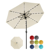 Garvee 10 ft Solar Patio Umbrella with 32 LED Lights, Outdoor Market Umbrella with Crank Lift & Tilt, UV-Resistant Canopy for Pool, Garden & Backyard, Beige - Beige