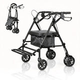 Garvee Wheelchairs for Adults Lightweight Foldable with 6in Wheels, 299lb Capacity, Adjustable Height, Steel Frame, Underseat Storage, Travel & Indoor Use - Black