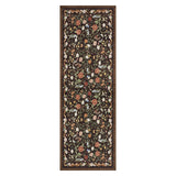 Garvee Modern Floral Washable Rug Non Slip Entryway Mat Farmhouse Accent Carpet for Laundry Room Guest Room - Reddish Brown
