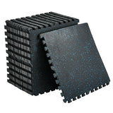 Garvee 0.56" Thick Interlocking Gym Floor Mats, 24"x24" Rubber Top EVA Foam Puzzle Tiles (24 Pack, 96 Sq Ft), SGS Certified Non-Toxic Exercise Flooring for Home Gym Weightlifting, Treadmill - Black/Blue - Blue
