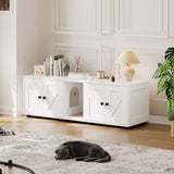 Garvee Cat Litter Box Enclosure for 2 Cats, Hidden Litter Box Furniture Cabinet with Double Room, Double Cat Litter Box Enclosure, Indoor Cat House, 43.4 x 18.1 x 17.7 Inches - White