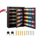 Garvee 150 Keys Cabinet Organizer, Wall Mount Steel Key Lock Box with 2 Keys, 133 Hooks & Colored Tags, Secure Key Storage for Hotel, Valet, Office, Car Key Management, Heavy Duty, Black - Black