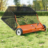 Garvee 52" Tow-Behind Lawn Sweeper 26 Cu. Ft Hopper Adjustable Brush Height Dump from Seat Handle Universal Hitch Leaf & Grass Catcher