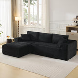 Garvee 108" L-Shaped Modular Sectional Sofa, Modern Deep Seat Corduroy Couch with Left Chaise, No Assembly, Oversized Upholstered Boneless Couches for Living Room Bedroom, Apartment(Black, Left) - Black | L-Shaped Left