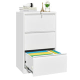 Garvee 3 Drawer File Cabinet with Lock, Metal Lateral File Cabinets for Home Office, Steel Wide Filing Organization Storage Cabinets for Hanging Files Letter/Legal/F4/A4 Size, White - 3 Drawers-White