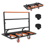 Garvee Heavy Duty Folding Drywall Panel Cart – 2000 lbs Capacity, Steel Construction, Adjustable Handle, Tie-Down Strap, 4 Swivel Casters – Flatbed Trolley for Plywood, Sheetrock, Glass – Black