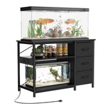 Garvee 55-75 Gallon Aquarium Stand, Heavy Duty Fish Tank Stand with Drawers & Shelves, LED Light, 1000lbs Capacity, Fish & Reptile Tanks Stand with Power Outlet & USB