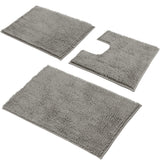 Garvee Chenille Bathroom Non-Slip Mat Set, 3-Piece – Ultra Absorbent & Fast Drying, Soft Fade-Resistant Bath Rugs, Machine Washable, Includes U-Shaped Toilet Mat, Shower & Floor Mats – Light Gray, , 16x24 + 20x32 + U-Shaped - Gray