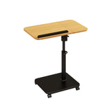 Garvee C Table End Table Adjustable Height, 180°Swivel TV Tray Table for Small Spaces, Side Tables with Wheels for Living Room and Bedroom Bed Couch Tables That Slide Under Sofa - Natural