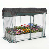 Garvee Silver Galvanized Raised Garden Bed with Crop Cage, 6×3×1ft Metal Planter Box with Plant Protection Net & Shade Cloth Roof, Zippered Doors Outdoor Garden Bed for Vegetables Herbs Flowers - Silver