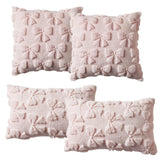 Garvee 4-Pack Bow Faux Fur Pillow Covers, Square & Lumbar Set 18x18/20x12 Inch, Faux Fur Plush Coquette Decor for Couch Sofa Bed, Pink - Pink