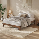 Garvee Sturdy Queen Size Wood Platform Bed Frame - Durable Wooden Slats & Legs, Metal Center Support, 11.8" High with 7.5" Underbed Storage, Noise-Free, No Box Spring Needed, Easy Assembly, Dark Brown, QUEEN - Dark Wood