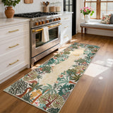 Garvee 2x6 Jungle Washable Runner Rug for Kitchen, Soft Animal print Hallway Runner Non Slip Beige Entryway Rug Farmhouse Laundry Mat Stain Resistant Carpet for Bedroom Bathroom - Beige