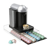 Garvee Pod Holder Drawer Holds 40 Capsules, Clear Acrylic Capsule Organizer with Sliding Drawer, Countertop Coffee Pod Storage, No Assembly Needed