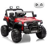 Garvee 12V Kids Electric Ride-On Car – Parent Remote Control, Spring Suspension, LED Lights, wireless Music, 3-Point Harness, Locking Doors, 3 Speeds, Battery Powered Toy Vehicle for Toddlers Boys Girls Ages 3-5 – Red - Red